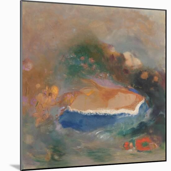 Ophelia with a Blue Wimple in the Water, 1900-5 (Oil on Paper)-Odilon Redon-Mounted Giclee Print