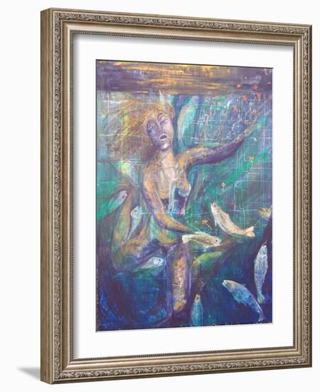 Ophelia, Woman Underwater, 2020 (Oil on Canvas)-jocasta shakespeare-Framed Giclee Print