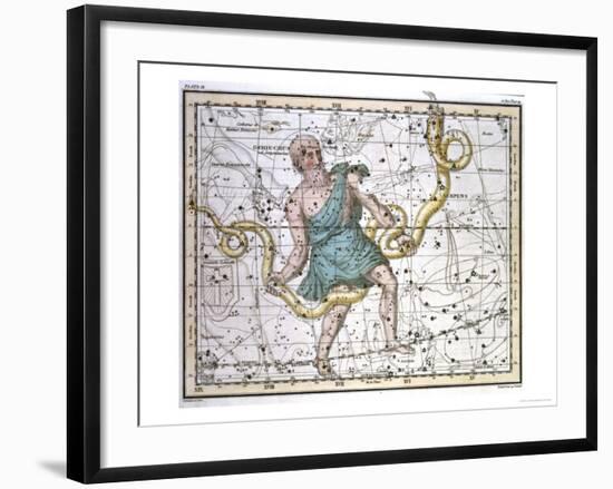 Ophiuchus or Serpentarius, from "A Celestial Atlas," Published in 1822-A. Jamieson-Framed Giclee Print