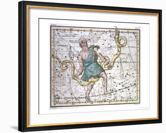 Ophiuchus or Serpentarius, from "A Celestial Atlas," Published in 1822-A. Jamieson-Framed Giclee Print