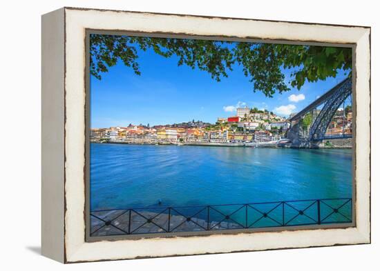 Oporto or Porto Skyline, Douro River and Iron Bridge. Portugal, Europe.-stevanzz-Framed Premier Image Canvas