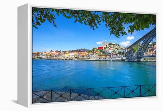 Oporto or Porto Skyline, Douro River and Iron Bridge. Portugal, Europe.-stevanzz-Framed Premier Image Canvas