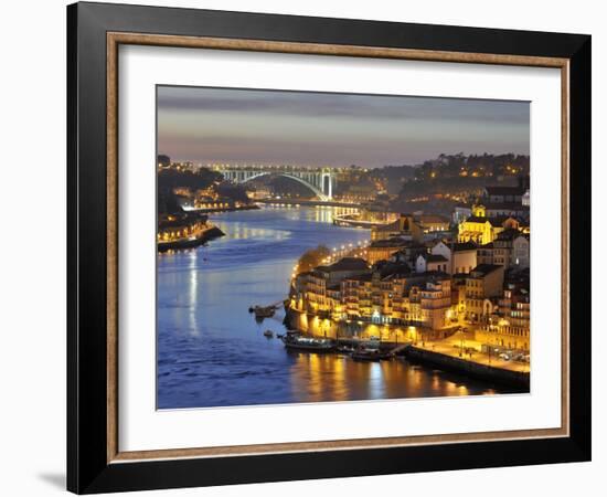 Oporto, Ribeira, UNESCO World Heritage Site at Dusk, Portugal-Mauricio Abreu-Framed Photographic Print