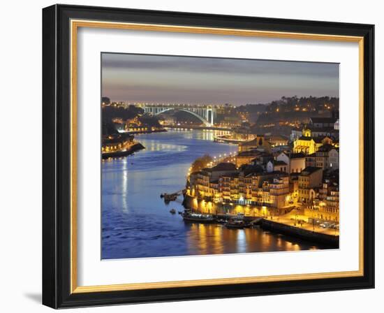 Oporto, Ribeira, UNESCO World Heritage Site at Dusk, Portugal-Mauricio Abreu-Framed Photographic Print