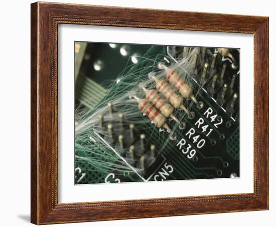 Optic Wires in Computer Processor-null-Framed Photographic Print