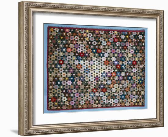 Optical Flower Puzzle Quilt, 1854 (Silk)-American-Framed Giclee Print