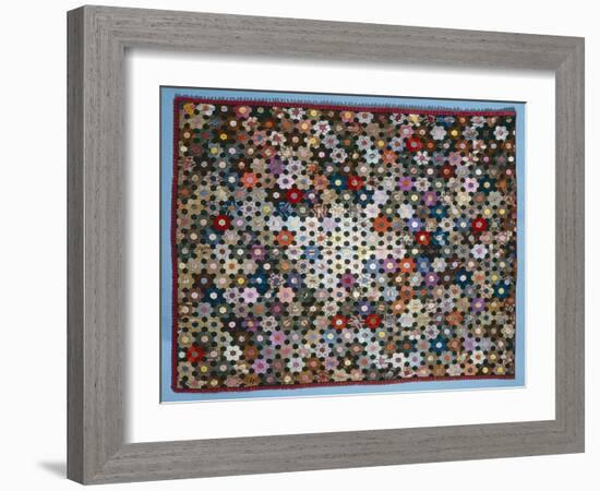 Optical Flower Puzzle Quilt, 1854 (Silk)-American-Framed Giclee Print