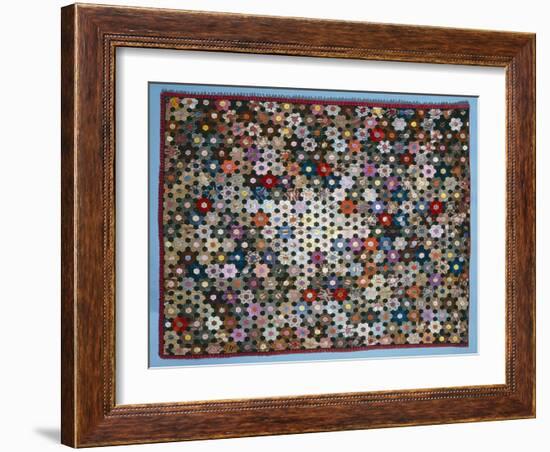 Optical Flower Puzzle Quilt, 1854 (Silk)-American-Framed Giclee Print