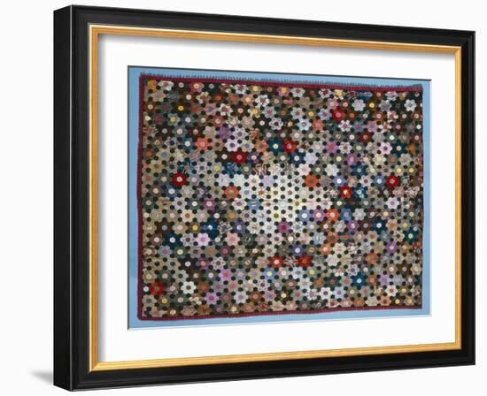 Optical Flower Puzzle Quilt, 1854 (Silk)-American-Framed Giclee Print