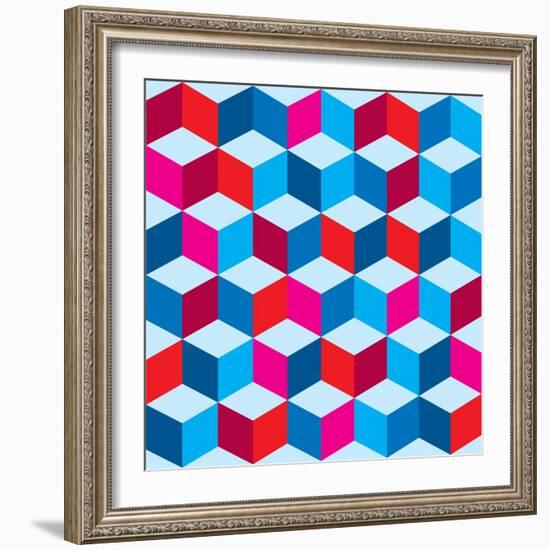 Optical Illusion Background In Red White And Blue With Seamless Pattern-nicemonkey-Framed Art Print