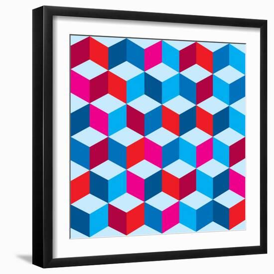 Optical Illusion Background In Red White And Blue With Seamless Pattern-nicemonkey-Framed Art Print