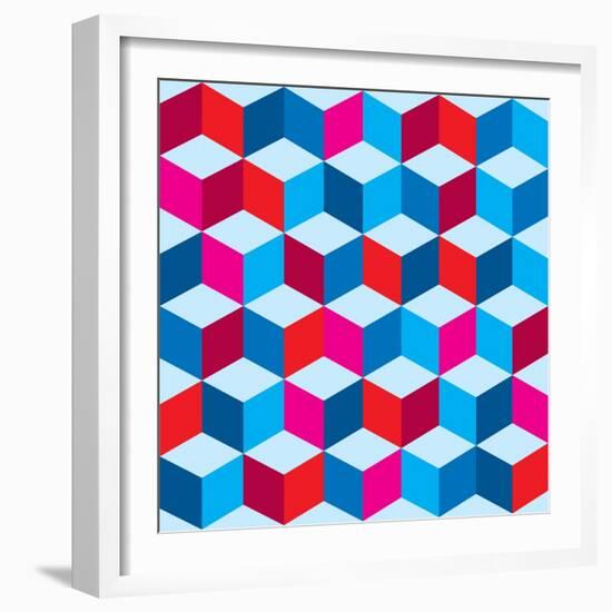 Optical Illusion Background In Red White And Blue With Seamless Pattern-nicemonkey-Framed Art Print