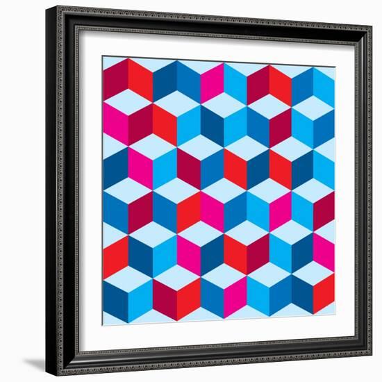 Optical Illusion Background In Red White And Blue With Seamless Pattern-nicemonkey-Framed Art Print