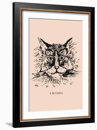 Optical Illusion Puzzle: Cat and Butterfly-null-Framed Art Print