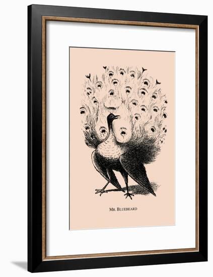 Optical Illusion Puzzle: Peacock and Mr. Bluebeard-null-Framed Art Print