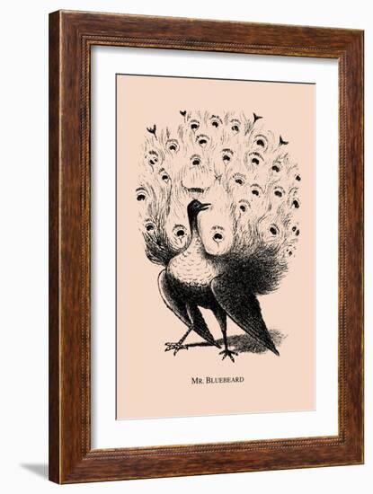 Optical Illusion Puzzle: Peacock and Mr. Bluebeard-null-Framed Art Print