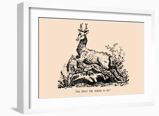 Optical Illusion Puzzle: Stag and Dog-null-Framed Premium Giclee Print