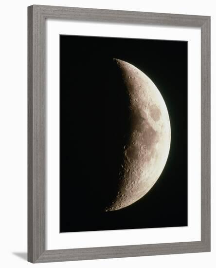 Optical Image of a Waxing Crescent Moon-John Sanford-Framed Photographic Print