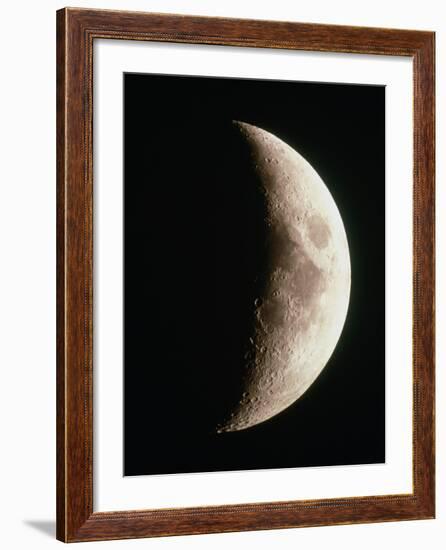 Optical Image of a Waxing Crescent Moon-John Sanford-Framed Photographic Print