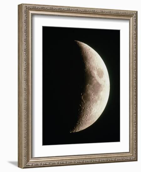 Optical Image of a Waxing Crescent Moon-John Sanford-Framed Photographic Print