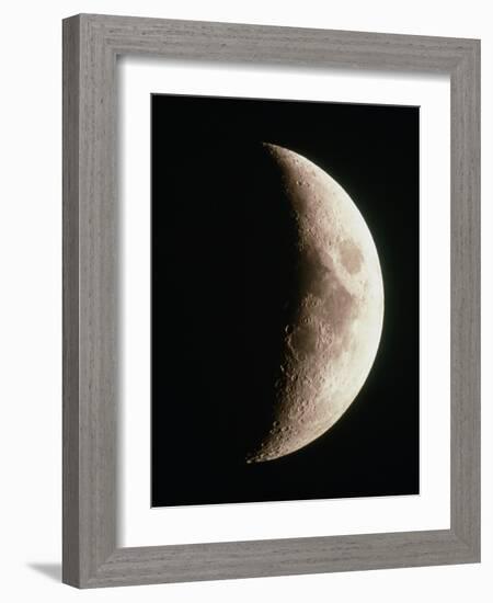 Optical Image of a Waxing Crescent Moon-John Sanford-Framed Photographic Print