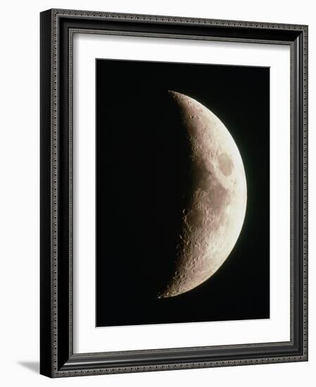 Optical Image of a Waxing Crescent Moon-John Sanford-Framed Photographic Print