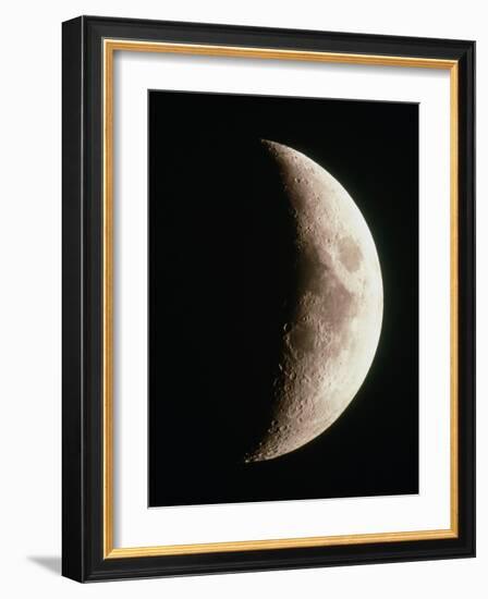 Optical Image of a Waxing Crescent Moon-John Sanford-Framed Photographic Print