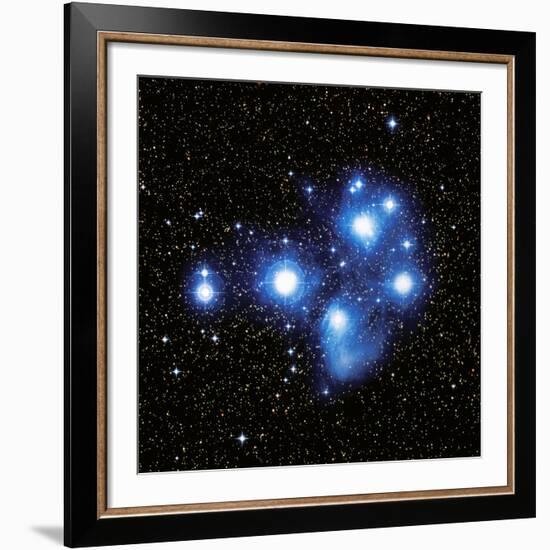 Optical Image of the Pleiades Star Cluste-Celestial Image-Framed Photographic Print