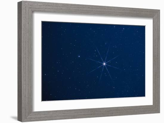 Optical Photo of the Star Sirius Using Star Filter-John Sanford-Framed Photographic Print