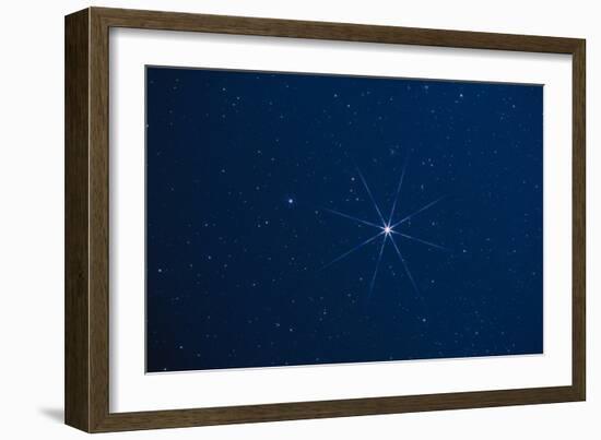 Optical Photo of the Star Sirius Using Star Filter-John Sanford-Framed Photographic Print