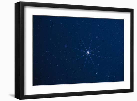 Optical Photo of the Star Sirius Using Star Filter-John Sanford-Framed Photographic Print