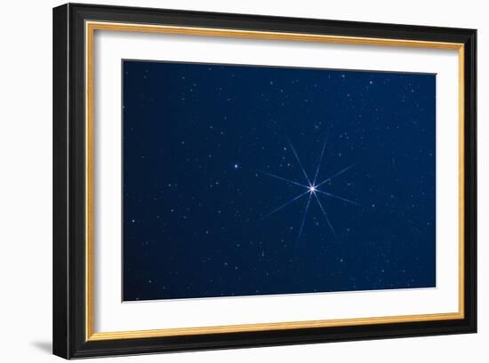 Optical Photo of the Star Sirius Using Star Filter-John Sanford-Framed Photographic Print