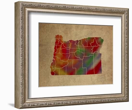OR Colorful Counties-Red Atlas Designs-Framed Giclee Print