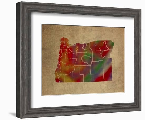 OR Colorful Counties-Red Atlas Designs-Framed Giclee Print