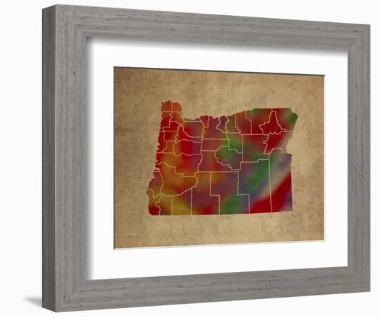 OR Colorful Counties-Red Atlas Designs-Framed Giclee Print