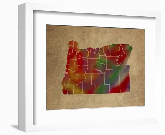 OR Colorful Counties-Red Atlas Designs-Framed Giclee Print