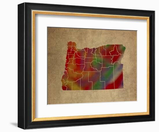 OR Colorful Counties-Red Atlas Designs-Framed Giclee Print