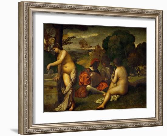 Or Giorgione, Concert in the Open Air-Titian (Tiziano Vecelli)-Framed Giclee Print