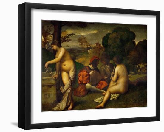 Or Giorgione, Concert in the Open Air-Titian (Tiziano Vecelli)-Framed Giclee Print