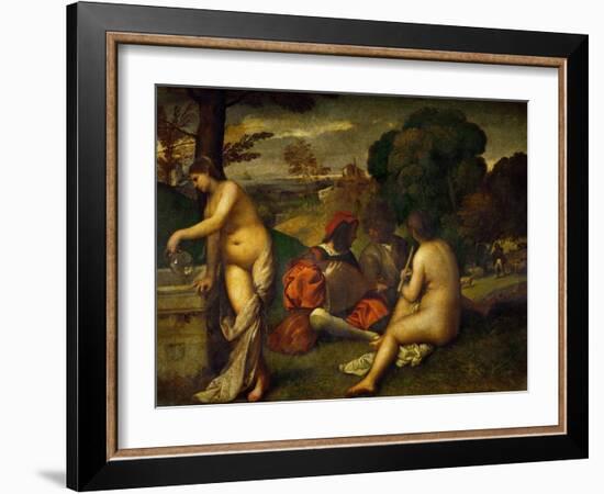 Or Giorgione, Concert in the Open Air-Titian (Tiziano Vecelli)-Framed Giclee Print