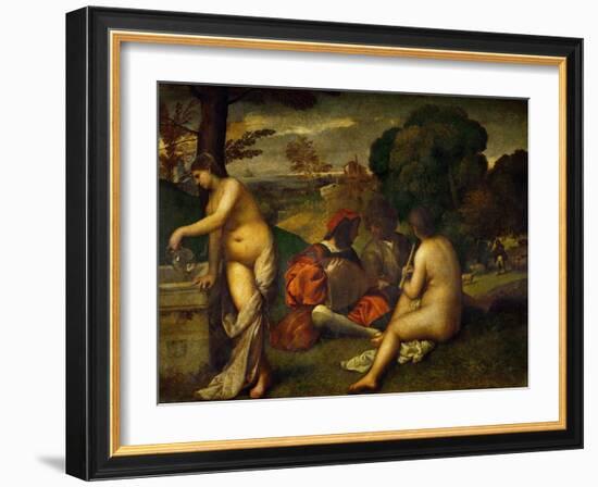 Or Giorgione, Concert in the Open Air-Titian (Tiziano Vecelli)-Framed Giclee Print