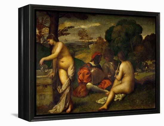 Or Giorgione, Concert in the Open Air-Titian (Tiziano Vecelli)-Framed Premier Image Canvas
