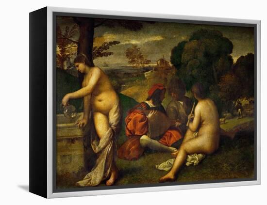 Or Giorgione, Concert in the Open Air-Titian (Tiziano Vecelli)-Framed Premier Image Canvas