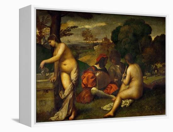 Or Giorgione, Concert in the Open Air-Titian (Tiziano Vecelli)-Framed Premier Image Canvas