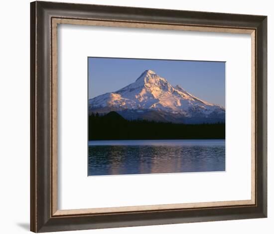 OR, Mount Hood NF. Sunset light on north side of Mount Hood with first snow of autumn-John Barger-Framed Photographic Print