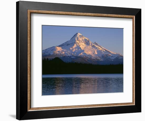 OR, Mount Hood NF. Sunset light on north side of Mount Hood with first snow of autumn-John Barger-Framed Photographic Print