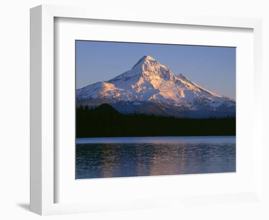 OR, Mount Hood NF. Sunset light on north side of Mount Hood with first snow of autumn-John Barger-Framed Photographic Print