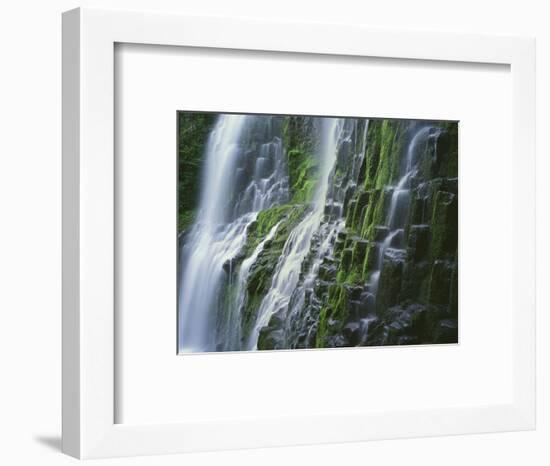 OR, Willamette NF. Three Sisters Wilderness, Lower Proxy Falls displays multiple cascades-John Barger-Framed Photographic Print