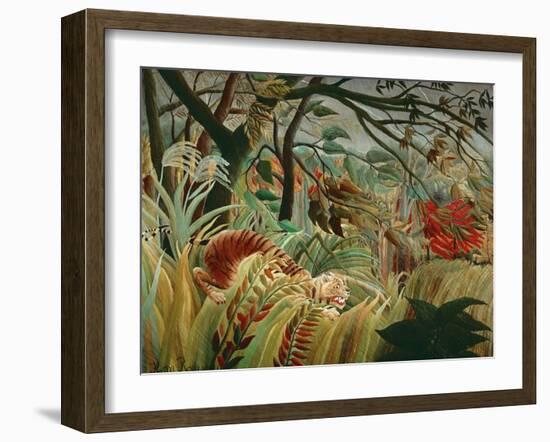 Orage tropique avec un tigre-Tiger in a tropical storm,1891. Canvas,129,8 x 161,9 cm NG 6421.-Henri Rousseau-Framed Giclee Print