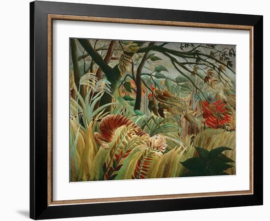 Orage tropique avec un tigre-Tiger in a tropical storm,1891. Canvas,129,8 x 161,9 cm NG 6421.-Henri Rousseau-Framed Giclee Print